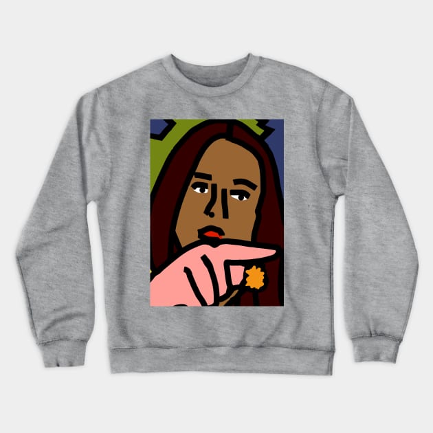 Friend of Woman Yelling at a Cat Meme Crewneck Sweatshirt by ellenhenryart